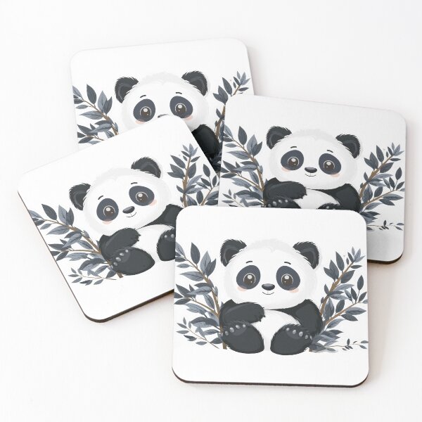 Item preview, Cheerful cartoon panda with bright eyes clutching a bamboo shoot designed and sold by rajeshbac.