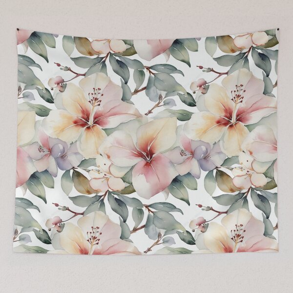 Item preview, Vintage Watercolor Flowers Floral Trees Nature Seamless Pattern Design. designed and sold by athurbubble.