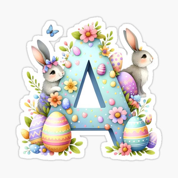 Item preview, Cute Easter Watercolor Alphabet A designed and sold by Magnuna.