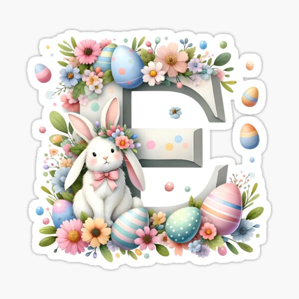 Item preview, Cute Easter Watercolor Alphabet E designed and sold by Magnuna.