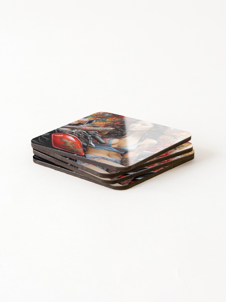 Thumbnail 4 of 5, Coasters (Set of 4), Catch Me; Racing; Motorbike Model; designed and sold by StickerApe.