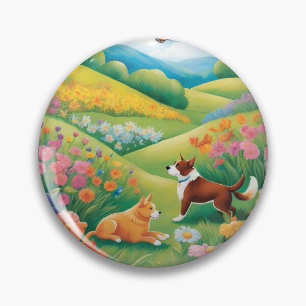 Item preview, Pet Paradise: Blossoming Meadow Canvas - Where Dogs Frolic in Joyful Splendor designed and sold by insightful-ai.