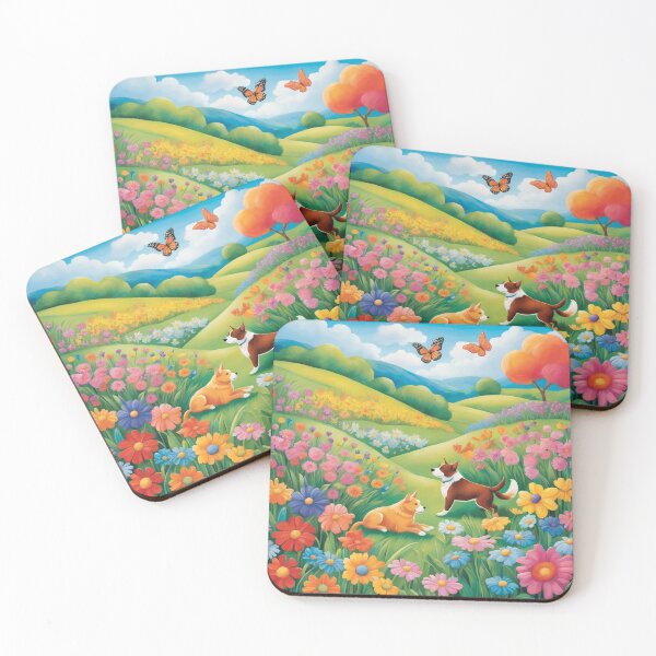 Item preview, Pet Paradise: Blossoming Meadow Canvas - Where Dogs Frolic in Joyful Splendor designed and sold by insightful-ai.