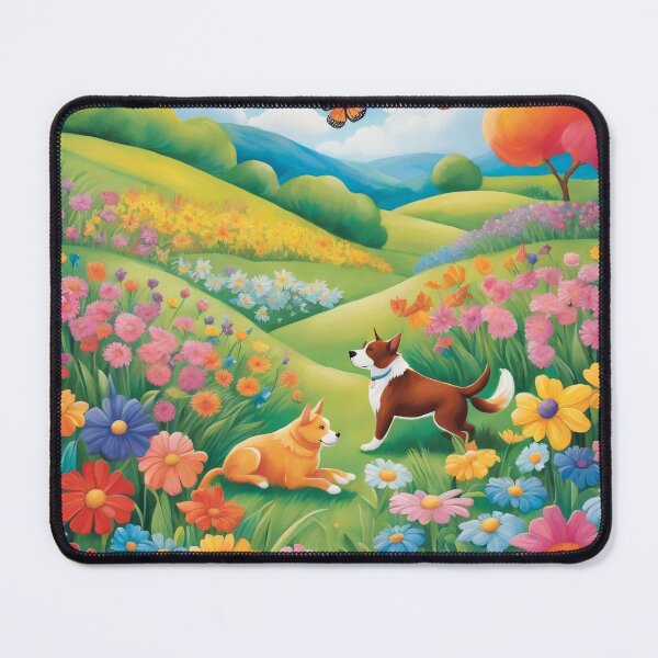 Item preview, Pet Paradise: Blossoming Meadow Canvas - Where Dogs Frolic in Joyful Splendor designed and sold by insightful-ai.