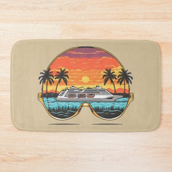 Item preview, sunglasses with a cruise ship palm trees sunset designed and sold by Firas Aljazzar.