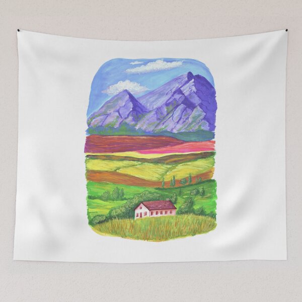 Item preview, Paisaje de colinas y montañas de Toscana - pintura gouashe designed and sold by Wolshebnaja.