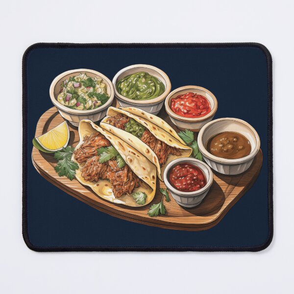 Item preview, Birria Tacos With Dipping Sauces Served On A Wooden Board designed and sold by Alicia Chee.