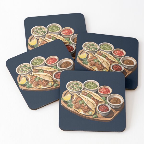 Item preview, Birria Tacos With Dipping Sauces Served On A Wooden Board designed and sold by Alicia Chee.