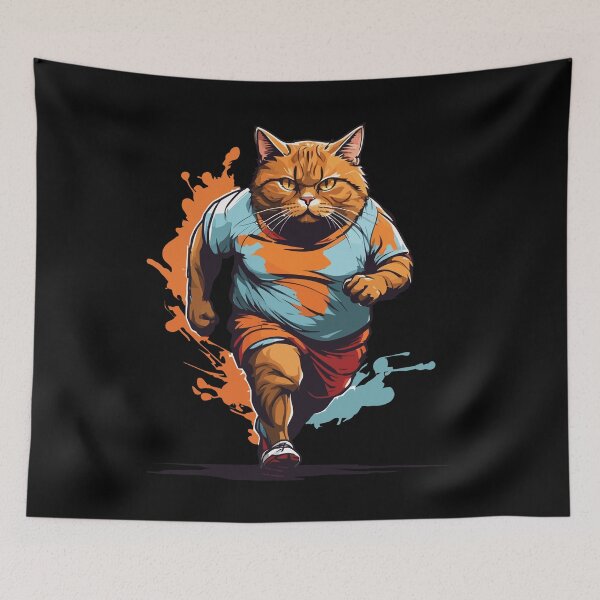 Item preview, Funny fat cat streetwear jogging look designed and sold by LuminOrb.