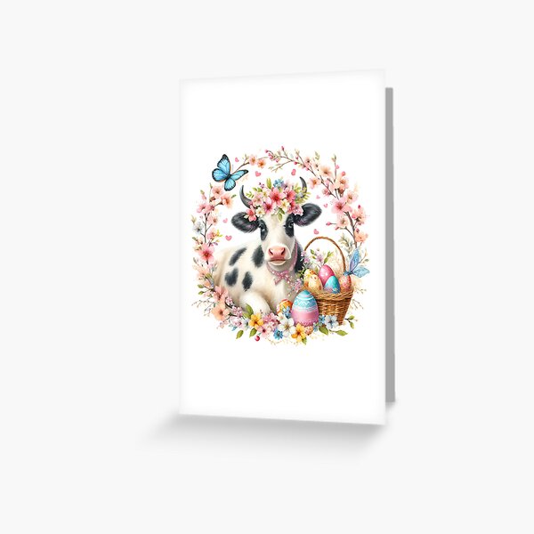 Animals celebrate Easter - The Cow Greeting Card