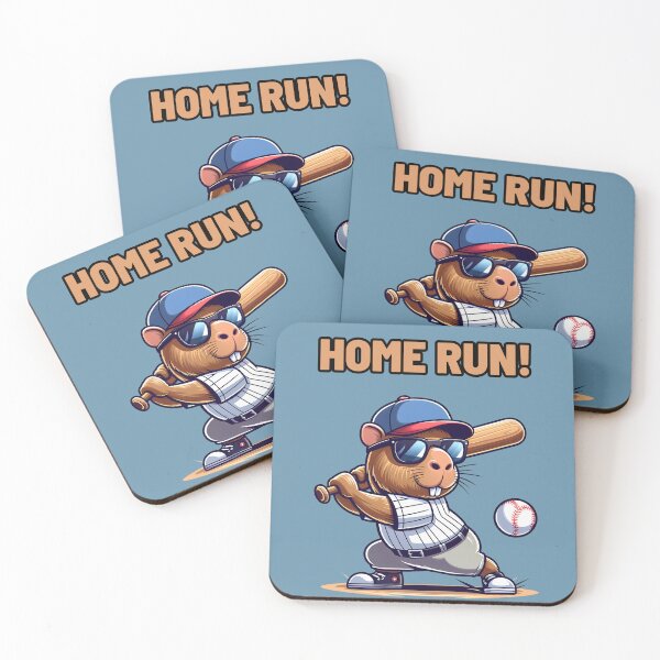 Item preview, Cool cute cartoon capybara baseball Home run! designed and sold by TiredEngineer86.