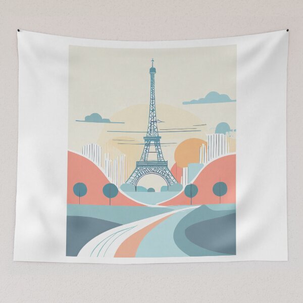 Item preview, Retro travel poster Paris - Minimalist vintage Eiffel Tower graphic designed and sold by pod24.