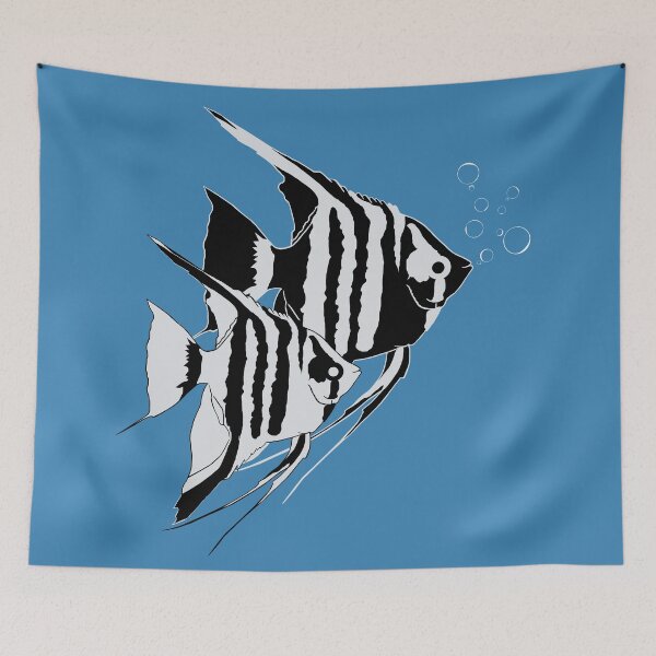 Item preview, Angelfish. Fish blowing bubbles. Monochrome designed and sold by KateQR.