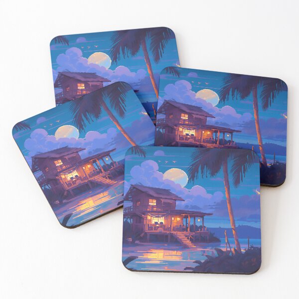 Item preview, Dream Beach house, night scene - Pixel art designed and sold by octoboobs.
