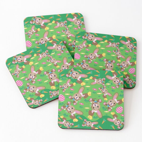 Item preview, Brown bunny pattern carrots flowers and eggs designed and sold by smalladventures.