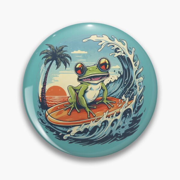 Item preview, frog and sunglasses riding waves at the beach designed and sold by Firas Aljazzar.