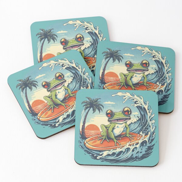 Item preview, frog and sunglasses riding waves at the beach designed and sold by Firas Aljazzar.