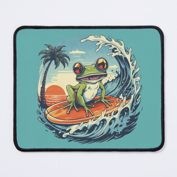 Item preview, frog and sunglasses riding waves at the beach designed and sold by Firas Aljazzar.