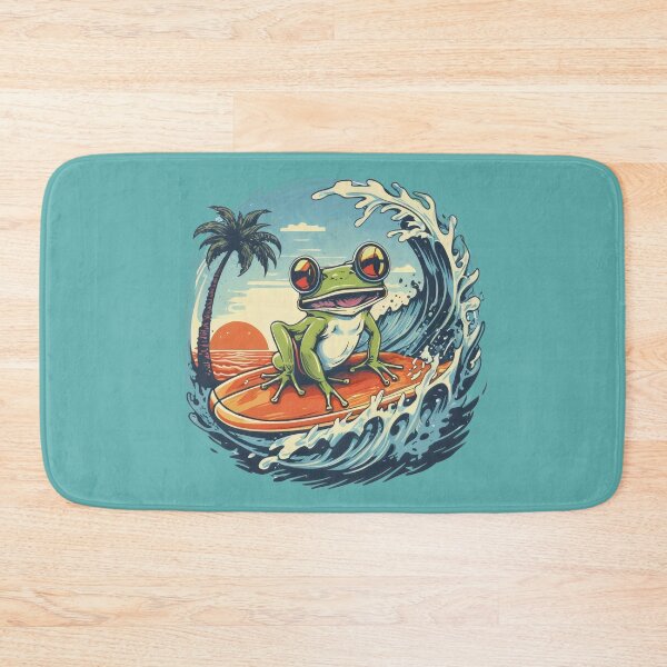Item preview, frog and sunglasses riding waves at the beach designed and sold by Firas Aljazzar.