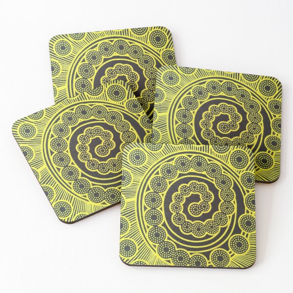 Item preview, Yellow black circular design designed and sold by textileprint.