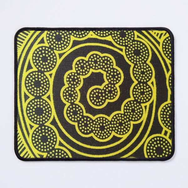 Item preview, Yellow black circular design designed and sold by textileprint.