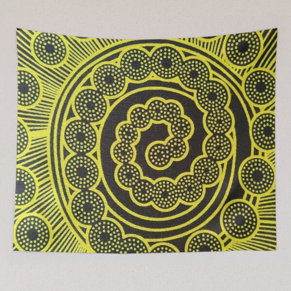 Item preview, Yellow black circular design designed and sold by textileprint.