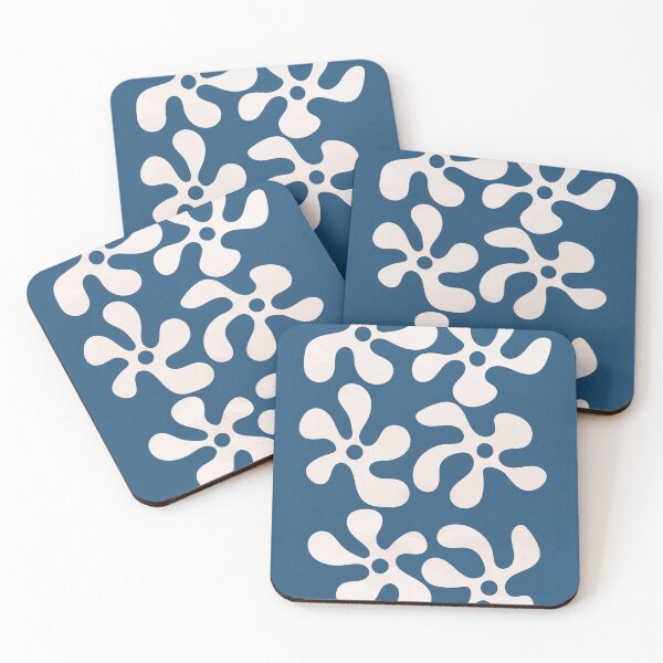Item preview, Vibrant Flower Impressions Abstract White Blue designed and sold by technicolorable_art.