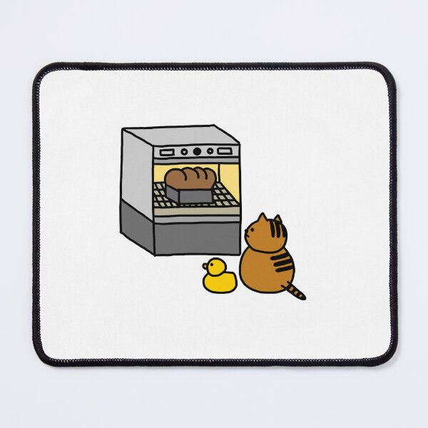 Item preview, a Cat and a Duck looking at the bread in the oven designed and sold by superbaechoo.