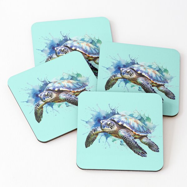 Item preview, a sea turtle as a digital watercolor designed and sold by Rose Design & Photos.