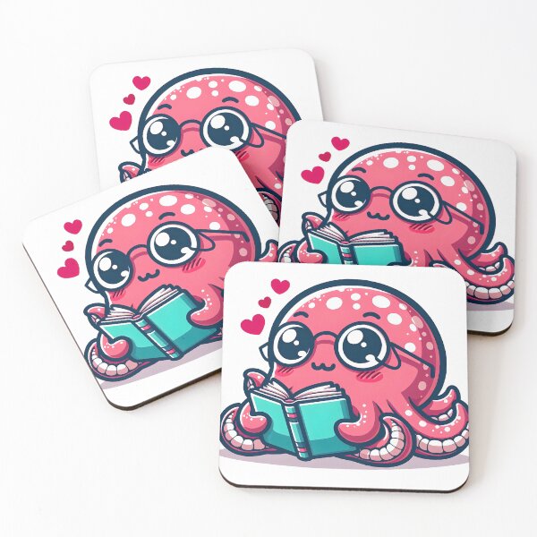 Item preview, Kraken sonrojado kawaii con un par de gafas de lectura designed and sold by CanvasCutie.