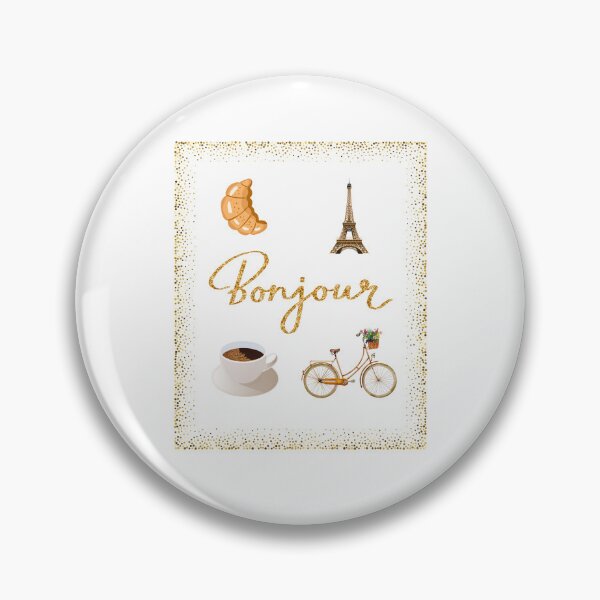 Item preview, Inscription Bonjour Croissant Tower Eiffel Cup Off Coffe Bicykle designed and sold by M R Design.