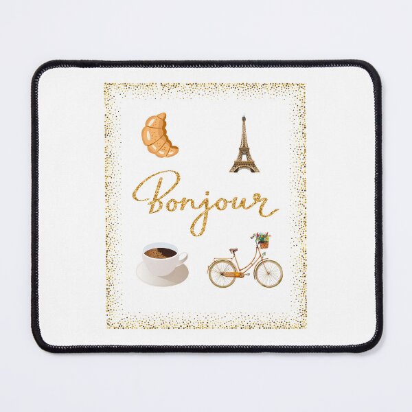 Item preview, Inscription Bonjour Croissant Tower Eiffel Cup Off Coffe Bicykle designed and sold by M R Design.