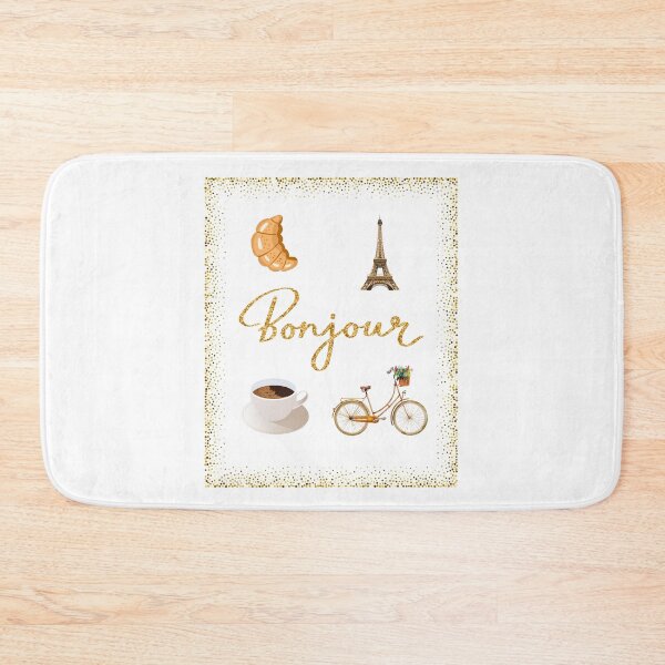 Item preview, Inscription Bonjour Croissant Tower Eiffel Cup Off Coffe Bicykle designed and sold by M R Design.