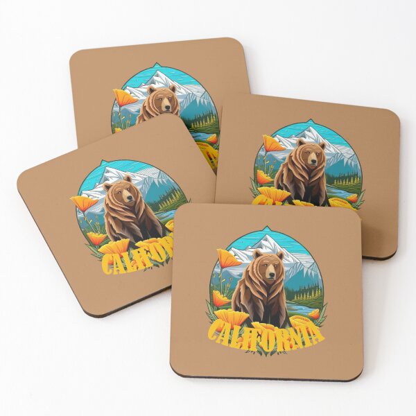 Item preview, Bear In Mountain Landscape Surrounded By Orange California Poppies 2 designed and sold by taiche.
