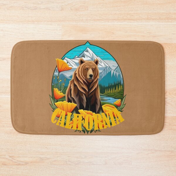 Item preview, Bear In Mountain Landscape Surrounded By Orange California Poppies 2 designed and sold by taiche.