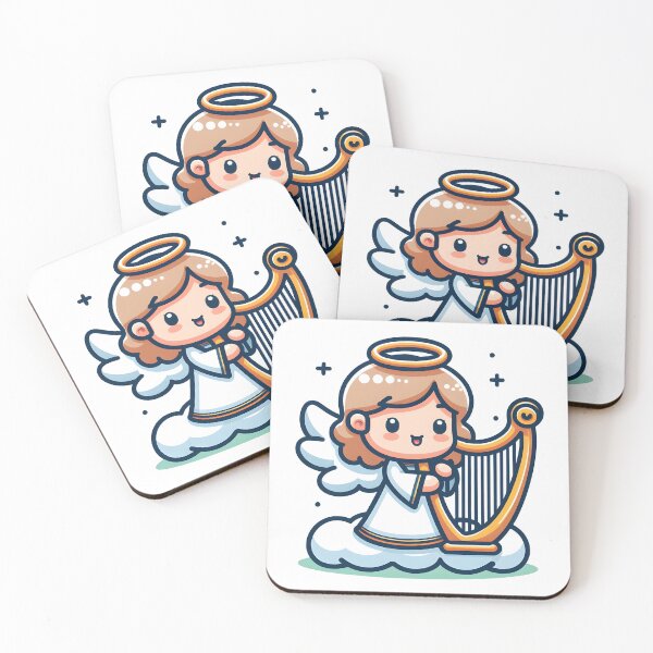Item preview, Kawaii Pleasant Angel Waving A Harp designed and sold by CanvasCutie.