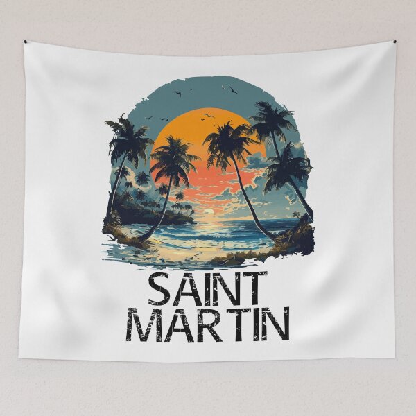 Item preview, Saint Martin Sunset (with Black Lettering) designed and sold by VelvetRoom.