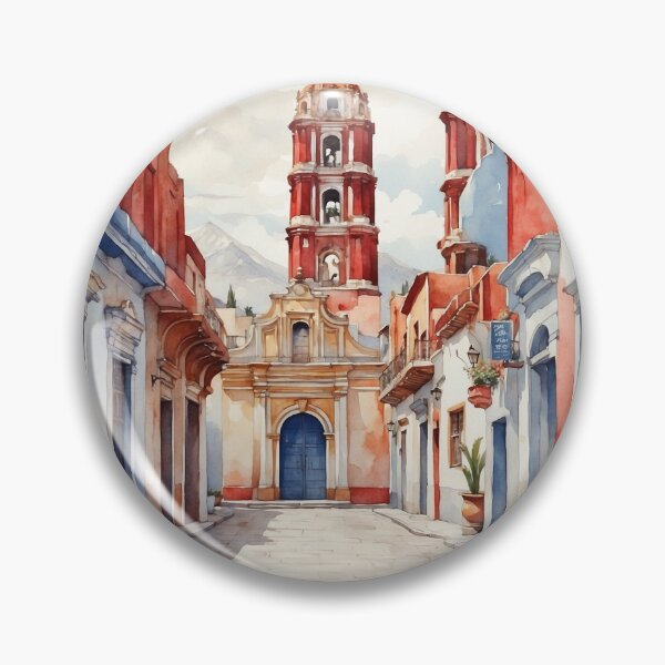 Item preview, Chignahuapan Puebla México Magic Town Vintage Watercolor Travel Tourism Poster  designed and sold by TravelersGems.