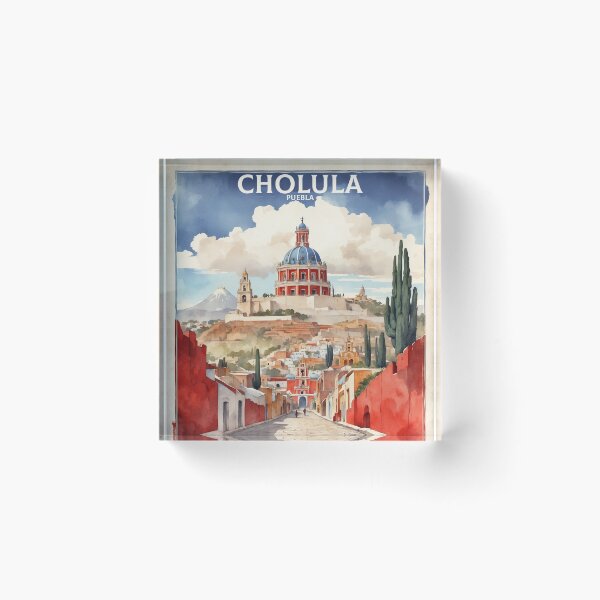 Item preview, Cholula Puebla México Magic Town Vintage Watercolor Travel Tourism Poster  designed and sold by TravelersGems.