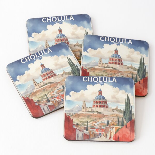 Item preview, Cholula Puebla México Magic Town Vintage Watercolor Travel Tourism Poster  designed and sold by TravelersGems.