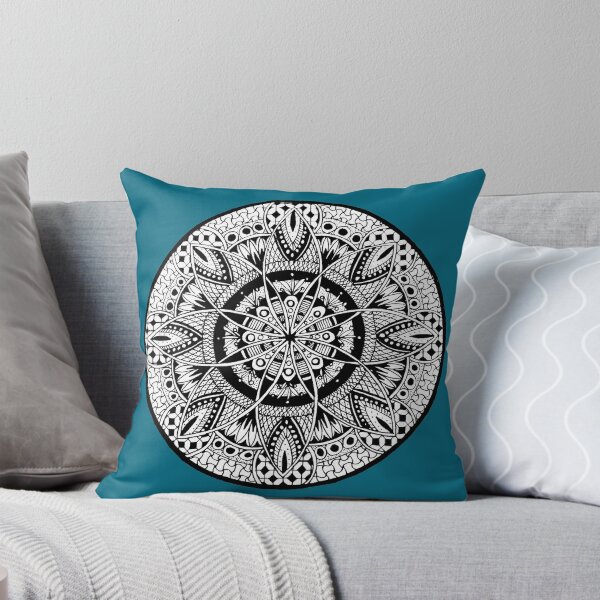 Item preview, Black and white flower doodle mandala designed and sold by CreaTwinkles.