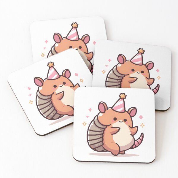Item preview, Kawaii Armadillo With Party Hat designed and sold by CanvasCutie.