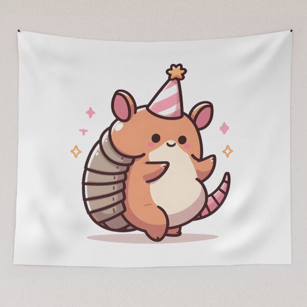Item preview, Kawaii Armadillo With Party Hat designed and sold by CanvasCutie.
