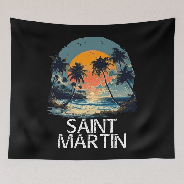 Item preview, Saint Martin Sunset (with Black Lettering) designed and sold by VelvetRoom.