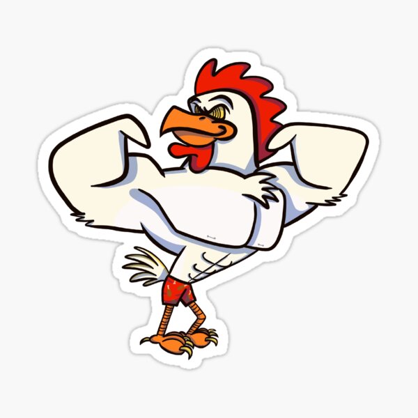 Bodybuilding Chicken Going To Gym Sticker For Sale By Kokeshokubutsu