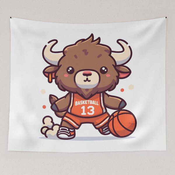 Item preview, Kawaii Bison With Basketball Jersey designed and sold by CanvasCutie.
