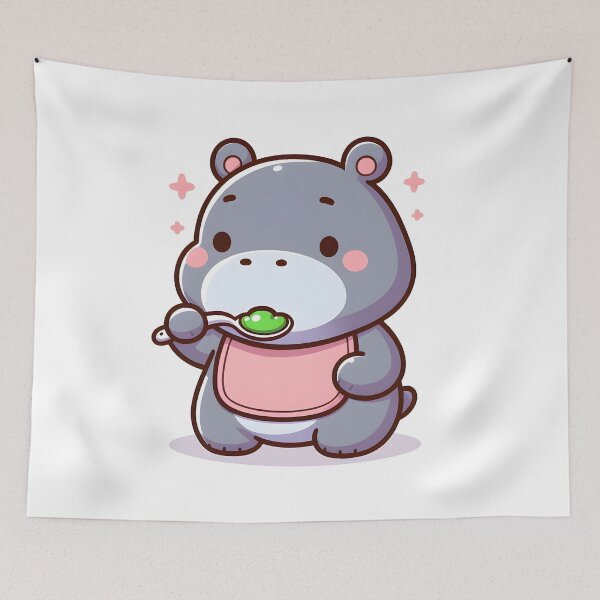 Item preview, Kawaii Hippo With Bib designed and sold by CanvasCutie.
