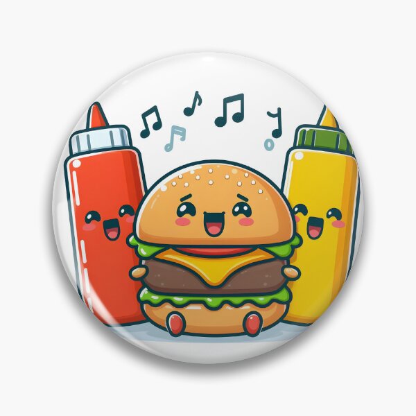 Item preview, Kawaii Burger Singing With Ketchup And Mustard Bottles designed and sold by CanvasCutie.
