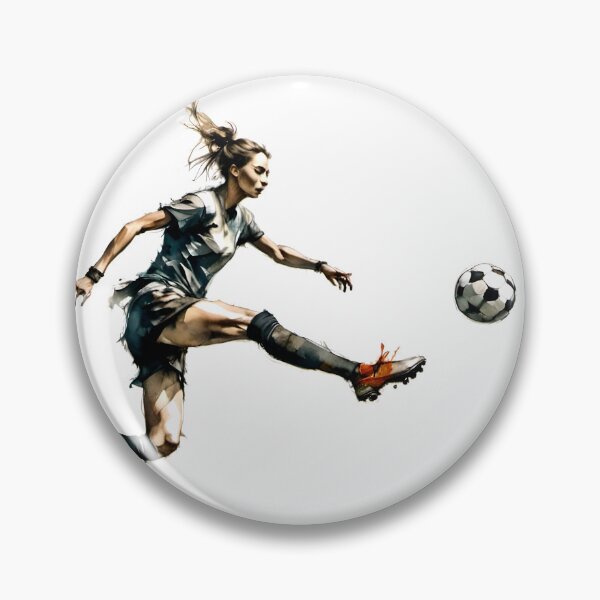 Item preview, Beautiful female soccer player kicking ball on white background designed and sold by ranker666.