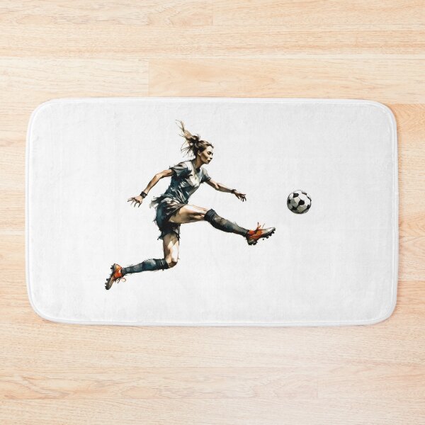 Item preview, Beautiful female soccer player kicking ball on white background designed and sold by ranker666.
